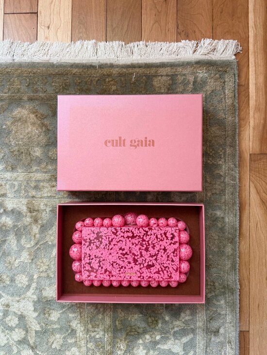 cult gaia Handbags - CULT GAIA Eos beaded marbled acrylic clutch